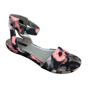 Senso Diffusion Black Pink Gray Floral Leather Platform Sandal size 39 / 8.5